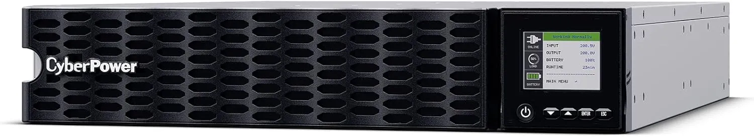 CyberPower OL5KRTHD Smart App Online Sinewave UPS System, Double conversion, 5000VA/5000W, 4 Outlets, 2U Rack/Tower , RMCARD205 Pre-Installed