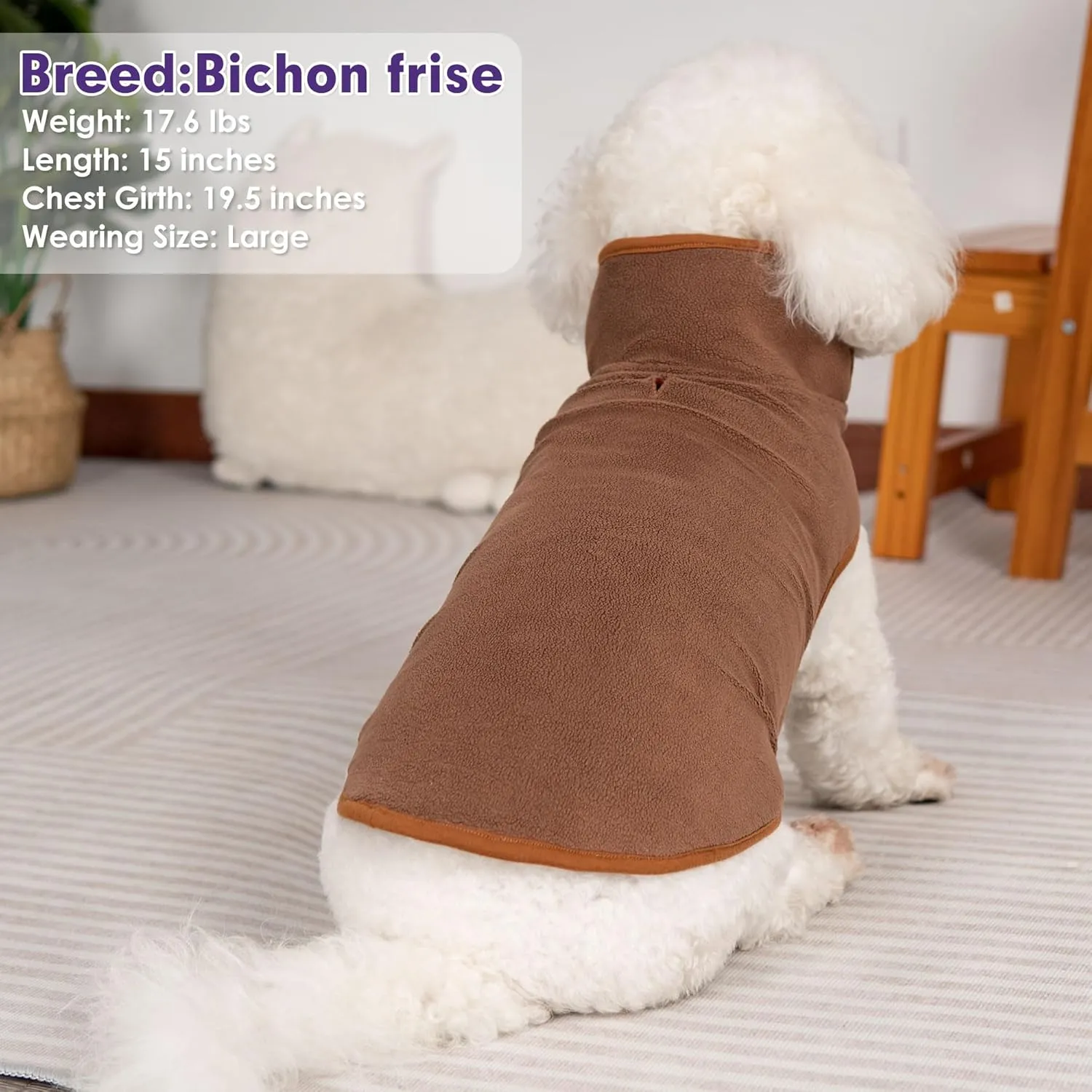 Cyeollo Warm Dog Coat - Fleece Sherpa Winter Sweater, Turtleneck Jacket Vest for Small to Large Dogs, Soft Reversible Coats for Cold Weather, Burgundy, L