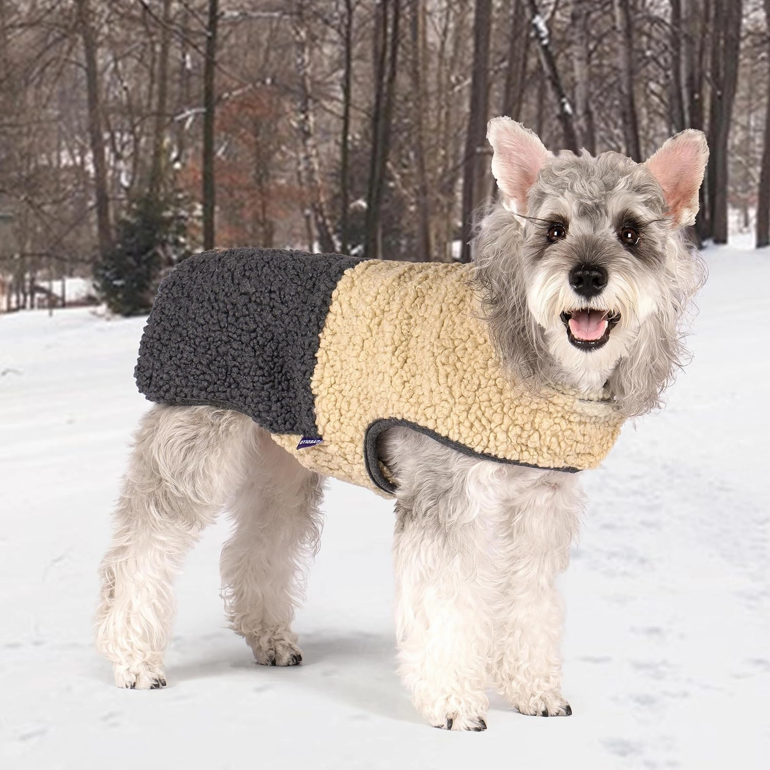 cyeollo Warm Dog Coat Sherpa Dog Winter Coat, Reversible Fleece Dog Jackets Sweater Vest for Small Dogs Male with Leash Hole, Soft Cold Weather Dog Clothes, Khaki M