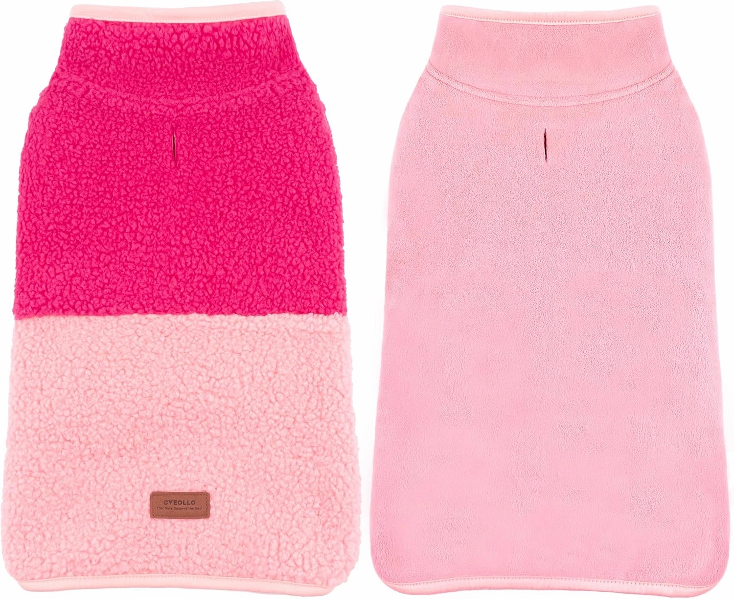 cyeollo Warm Winter Dog Coat, Reversible Fleece Lined Coat and Jacket Sets for Small Dogs; Soft Rose Red L