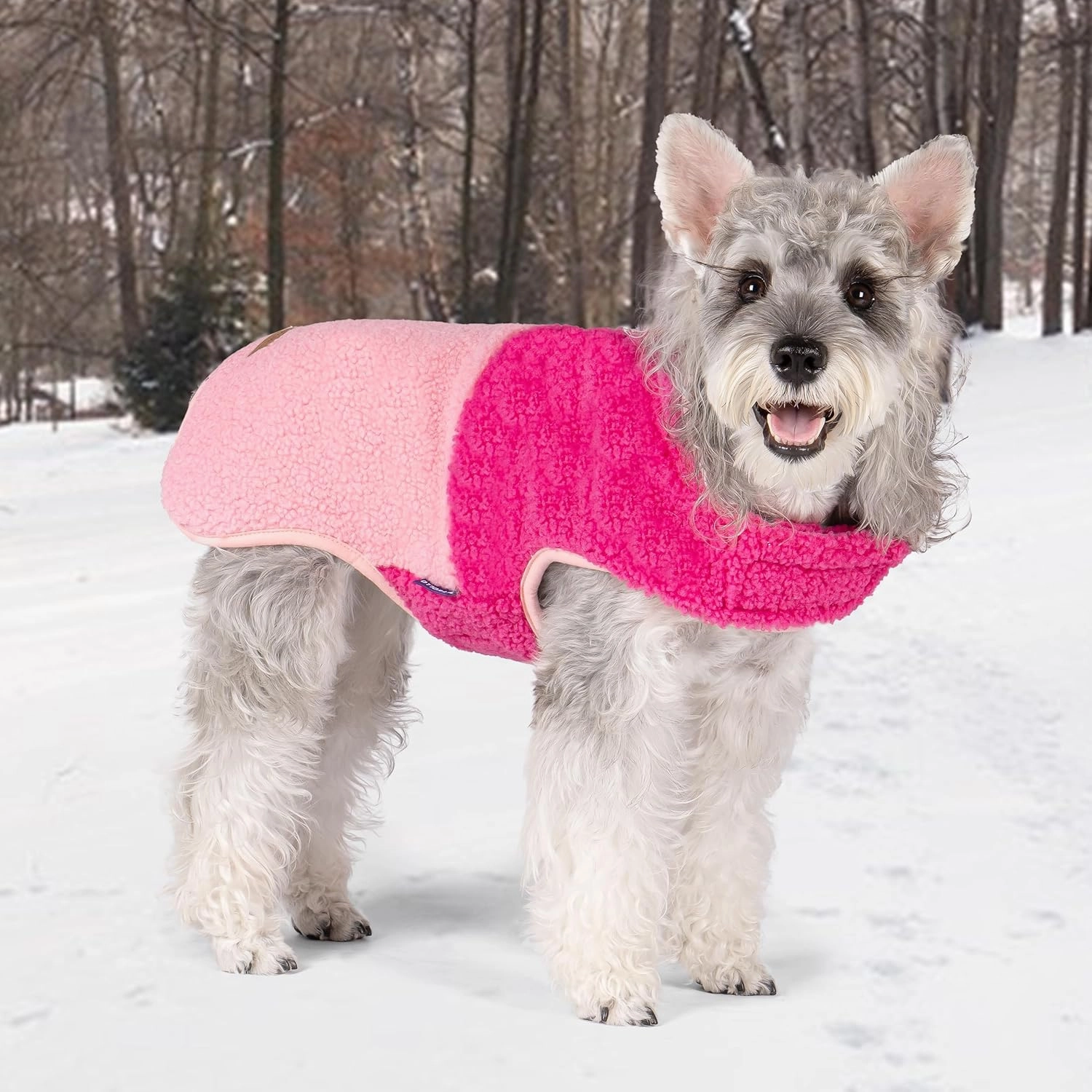 cyeollo Warm Winter Dog Coat, Reversible Fleece Lined Coat and Jacket Sets for Small Dogs; Soft Rose Red L