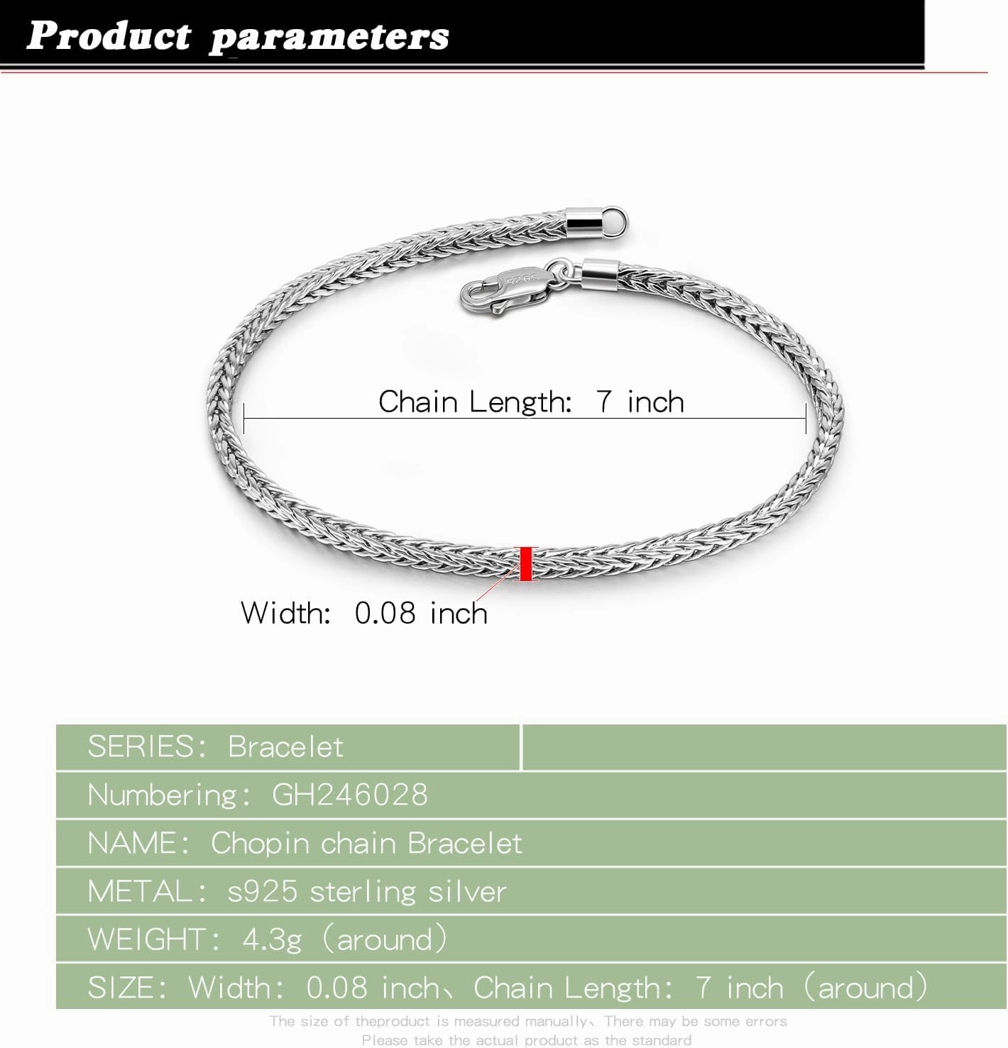 Dainty 925 Sterling Silver Chopin Chain Bracelet Women Bohemian Stackable Figaro/Box/Snake Bracelet 2MM 5 "5.9" 6.3 "6.7" 7 "7.5" 8" Jewelry Gift