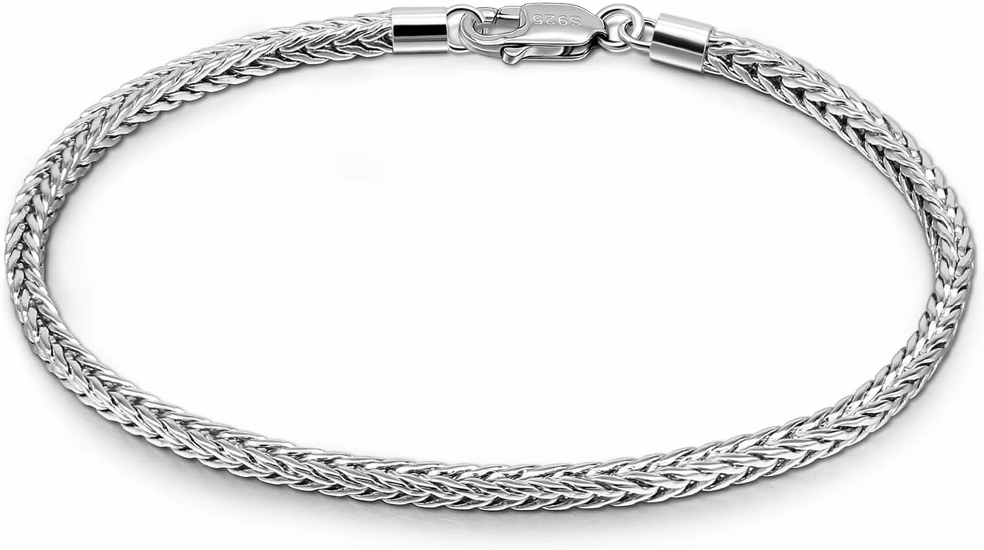 Dainty 925 Sterling Silver Chopin Chain Bracelet Women Bohemian Stackable Figaro/Box/Snake Bracelet 2MM 5 "5.9" 6.3 "6.7" 7 "7.5" 8" Jewelry Gift