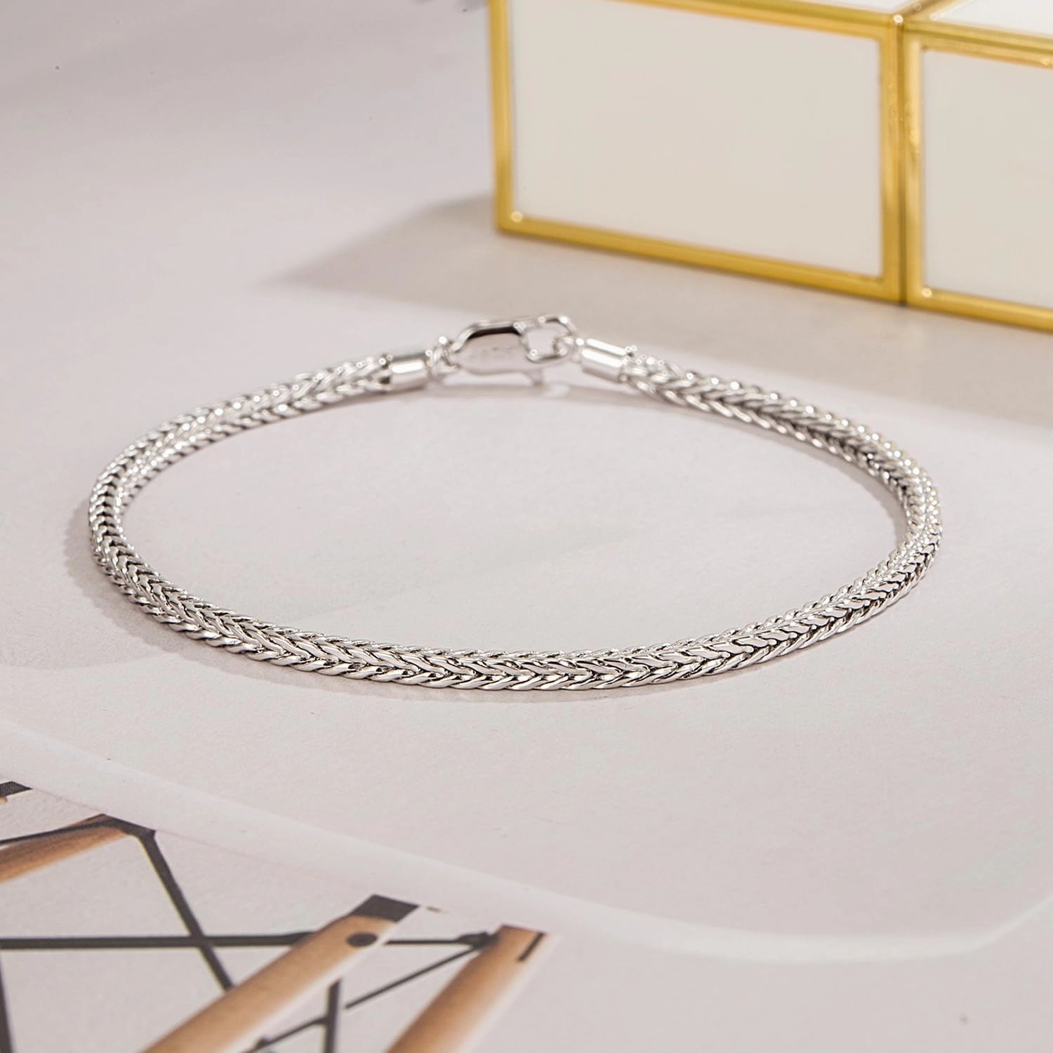 Dainty 925 Sterling Silver Chopin Chain Bracelet Women Bohemian Stackable Figaro/Box/Snake Bracelet 2MM 5 "5.9" 6.3 "6.7" 7 "7.5" 8" Jewelry Gift