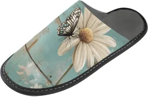 Daisy Rustic Board Mens Womens Cozy Memory Foam Scuff Slippers Cute Indoor/Outdoor Slippers Size 4-5