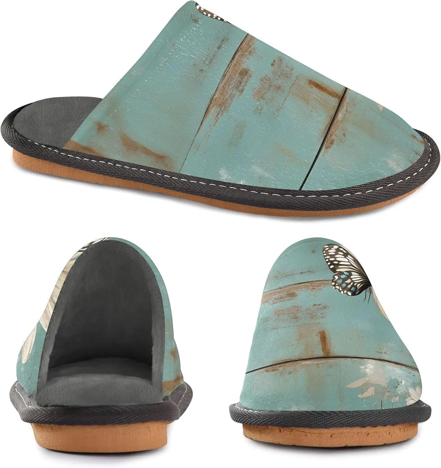 Daisy Rustic Board Mens Womens Cozy Memory Foam Scuff Slippers Cute Indoor/Outdoor Slippers Size 4-5