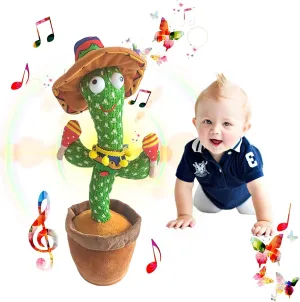 Dancing Cactus Talking Toy - Interactive Singing Baby Toy for 0-12 Months Infants, Tummy Time Toys for 1 Year Old Boy/Girl, Sensory Toy for Toddlers (6  Months Easter Basket Stuffers