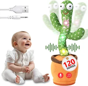 Dancing Cactus Toy for Kids – Mimicking & Talking Cactus Toy Repeats What You Say – 120 Songs, 15s Voice Recorder, LED Light-Up, Funny Dancing Plush in Pot - Gift for Toddlers & Adults