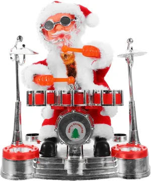 Dancing Singing Santa Claus Playing Drum Christmas Electric Dolls Musical Moving Figure Singing English Song Battery Operated Decoration