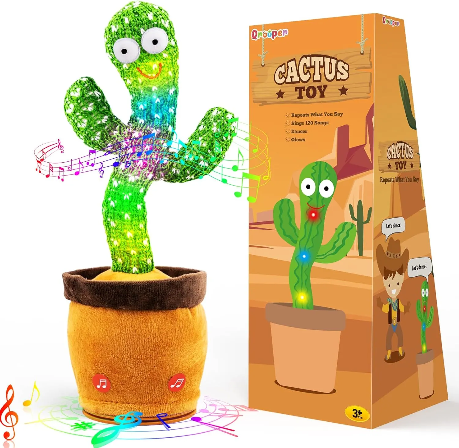 Dancing Talking Cactus Toy, Baby Toys for Boys Girls, Cactus Baby Toy Repeat What You Say, Toddler Gifts Mimicking Singing 120 Songs and 15 Second Voice Recorder Musical Toys