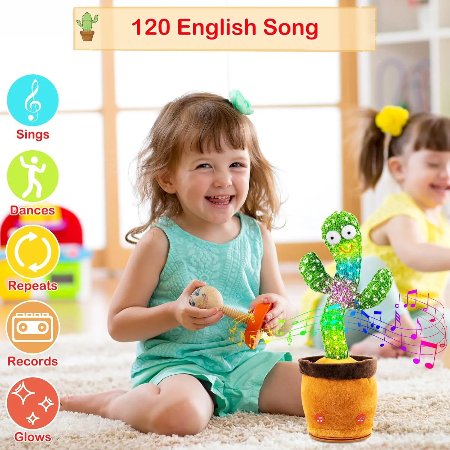 Dancing Talking Cactus Toy, Baby Toys for Boys Girls, Cactus Baby Toy Repeat What You Say, Toddler Gifts Mimicking Singing 120 Songs and 15 Second Voice Recorder Musical Toys