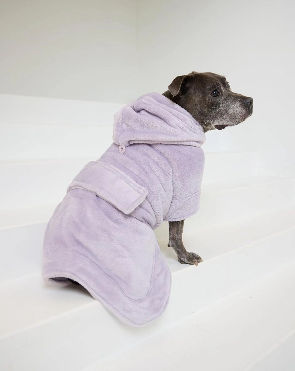Darren & Phillip Snuggle Buddy Calming Dog Robe | Lilac Ultra-Soft, Plush Robe for Dogs, Cozy & Warm Pet Bathrobe with Adjustable Fit, Body Strap Calms Dogs, Matches Women's Plush Robe