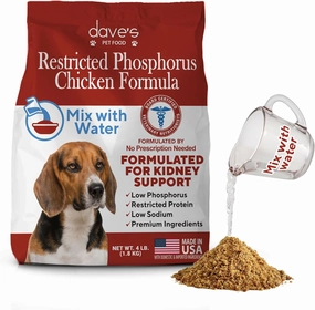 Dave’s Pet Food Kidney Care Dog Food (Chicken Formula Crumble), Non-Prescription, Low Phosphorus, Low Protein , Renal Kidney Support, Vet Formulated, 4 lb