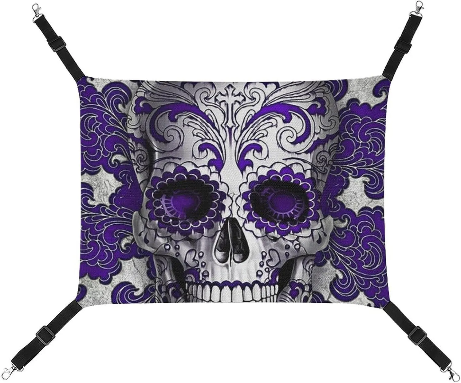 Day of The Dead Skull Hanging Cat Bed Soft Breathable Pet Hammock for Cage Pet Sleeper for Kitten Ferret Puppy Rabbit