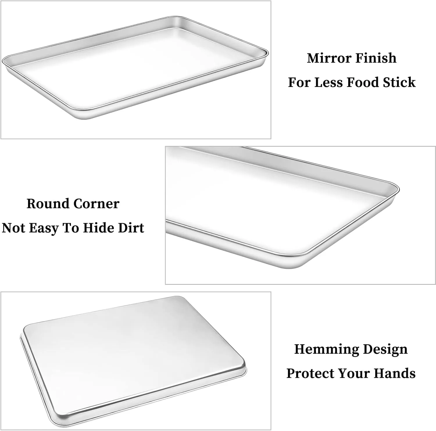 Deedro Baking Sheet with Rack Set [2 Sheets   2 Racks], Stainless Steel Cookie Half Sheets Baking Pan Oven Tray with Cooling Rack, 17.32 x 12.28 x 1 Inch, Heavy Duty, Non-toxic, Easy Clean
