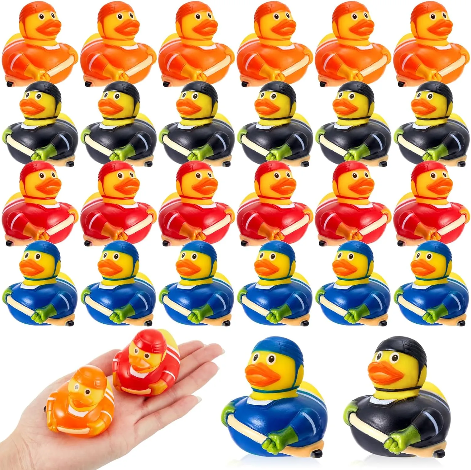 Deekin 50 Pcs Hockey Rubber Duck Sports Theme Toys Bath Floating Toy for Birthday Party Bathtub Pool Decorations
