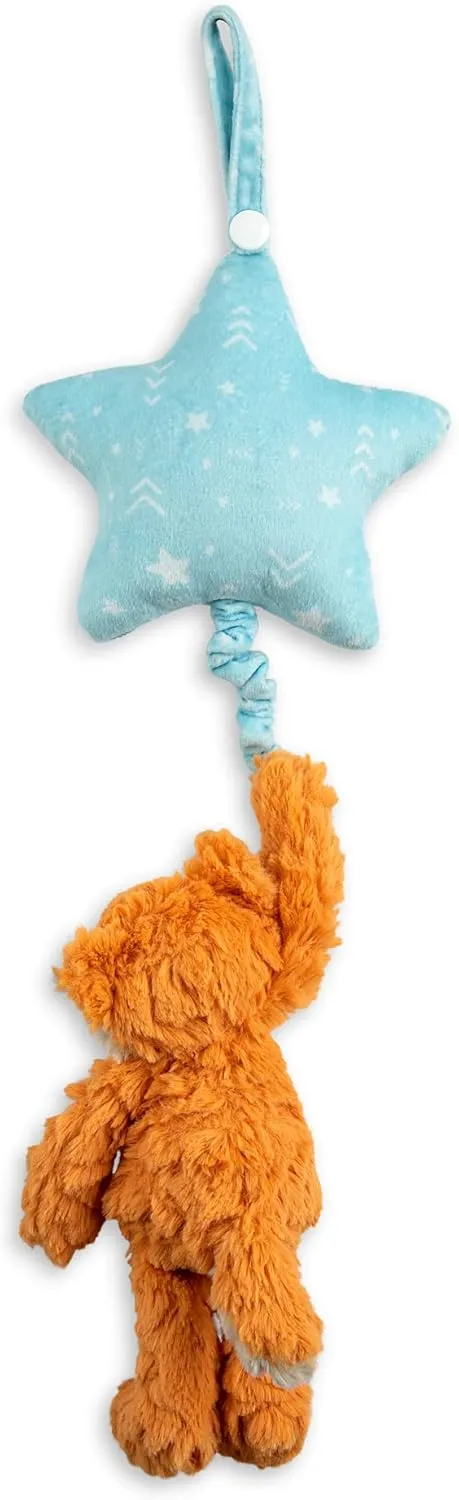 DEMDACO Fox 6 x 22 Inch Orange and Blue Childrens Musical Plush Stuffed Animal Pull Toy