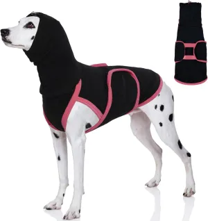 DENTRUN Dog Calming Vest Anxiety Relief Shirts with Ear Wraps, Soft Dog Hoodie Noise Cancelling Ear Muffs for Firwork, Comfort Winter Warm Sweater Turtleneck Cold Weather Cozy Coat for Medium Dog