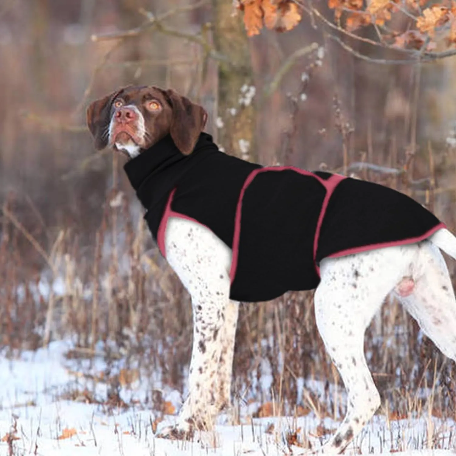 DENTRUN Dog Calming Vest Anxiety Relief Shirts with Ear Wraps, Soft Dog Hoodie Noise Cancelling Ear Muffs for Firwork, Comfort Winter Warm Sweater Turtleneck Cold Weather Cozy Coat for Medium Dog