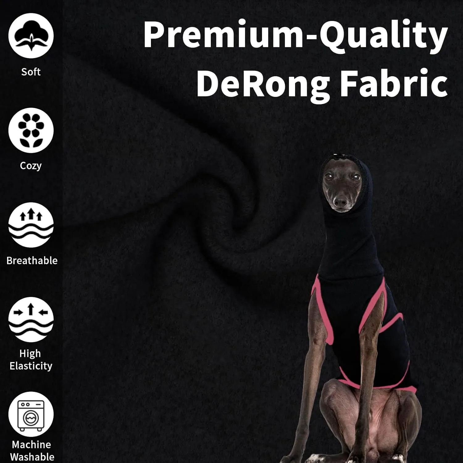 DENTRUN Dog Calming Vest Anxiety Relief Shirts with Ear Wraps, Soft Dog Hoodie Noise Cancelling Ear Muffs for Firwork, Comfort Winter Warm Sweater Turtleneck Cold Weather Cozy Coat for Medium Dog