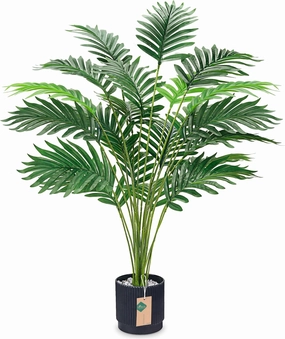 Der Rose 28'' Artificial Palm Tree Large Fake Tropical Faux Plants Indoor and Outdoor for Home Bathroom Porch Outside Patio Decor (Black Pot)