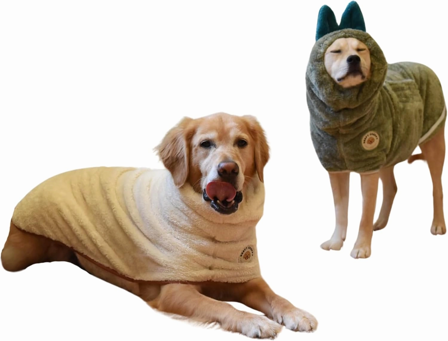 DERPYCHAPPY Premium Dog Towel Robe & Dog Bathrobe for Drying Dogs Made in Korea | Super Absorbent Quick & Adjustable Microfiber Bath Towel for Cats & Puppy Robes After Bath | Soft Warm Drying Coat