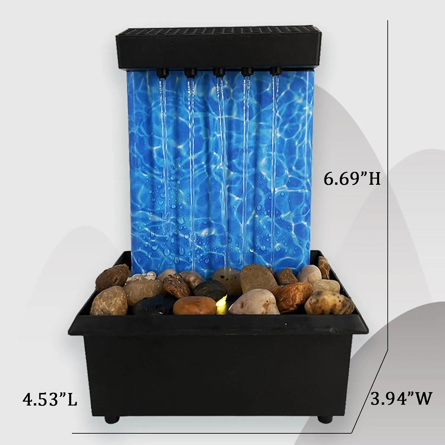 Desk Fountain Indoor Waterfall Tabletop Fountain USB/Battery Operated Waterfall Fountain Chinese Water Feature with LED Light,River Rocks for Home Office Decor Zen Relaxation Yoga Gifts (C)
