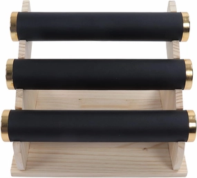 Detachable Bracelet Holder, 3 Tier Bracelet Holder Jewelry Display Stand, Jewelry Storage Rack Display Stand, Velvet Wrap Watch Holder with Wooden Base for Watch Bangle Display(Black)