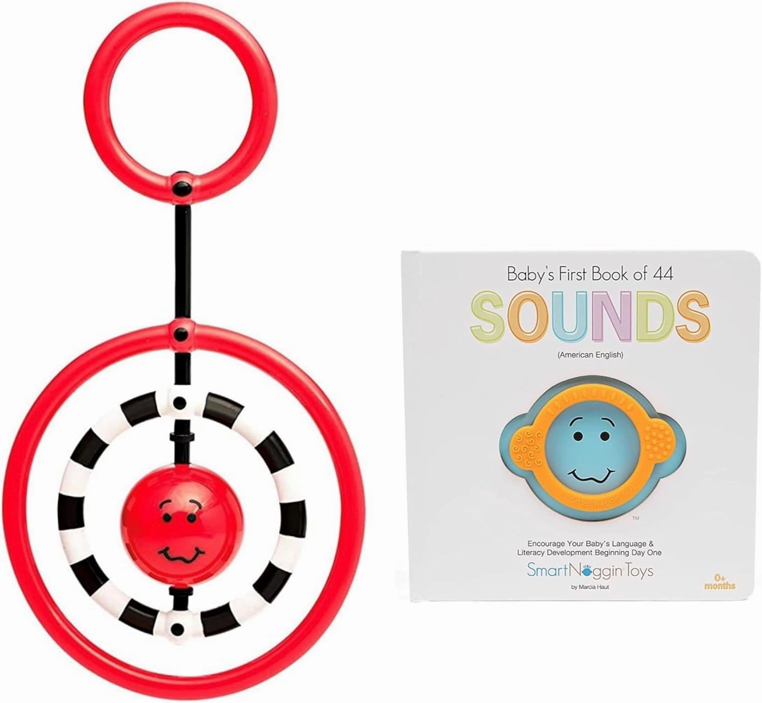 Developmental Milestones Set for Babies: NogginRings and Baby's First Book of 44 Sounds with Teether, Ages 0-12 Months