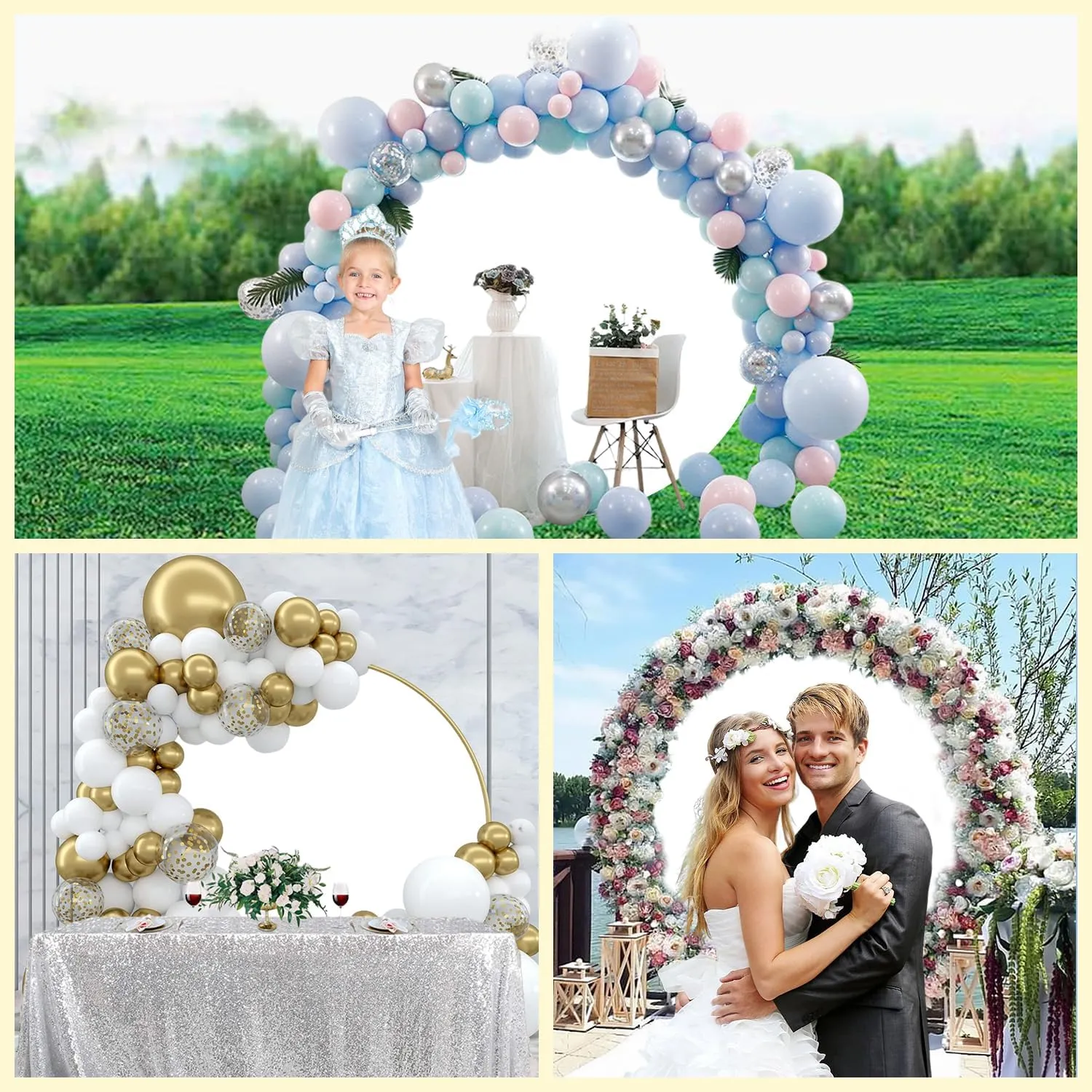 Diameter 7.2ft Christmas White Snowflake Round Backdrop Cover Falling Snowflake Ice Blue Bokeh Wonderland Photography Background for Kids Happy Birthday Christmas Party Decoration