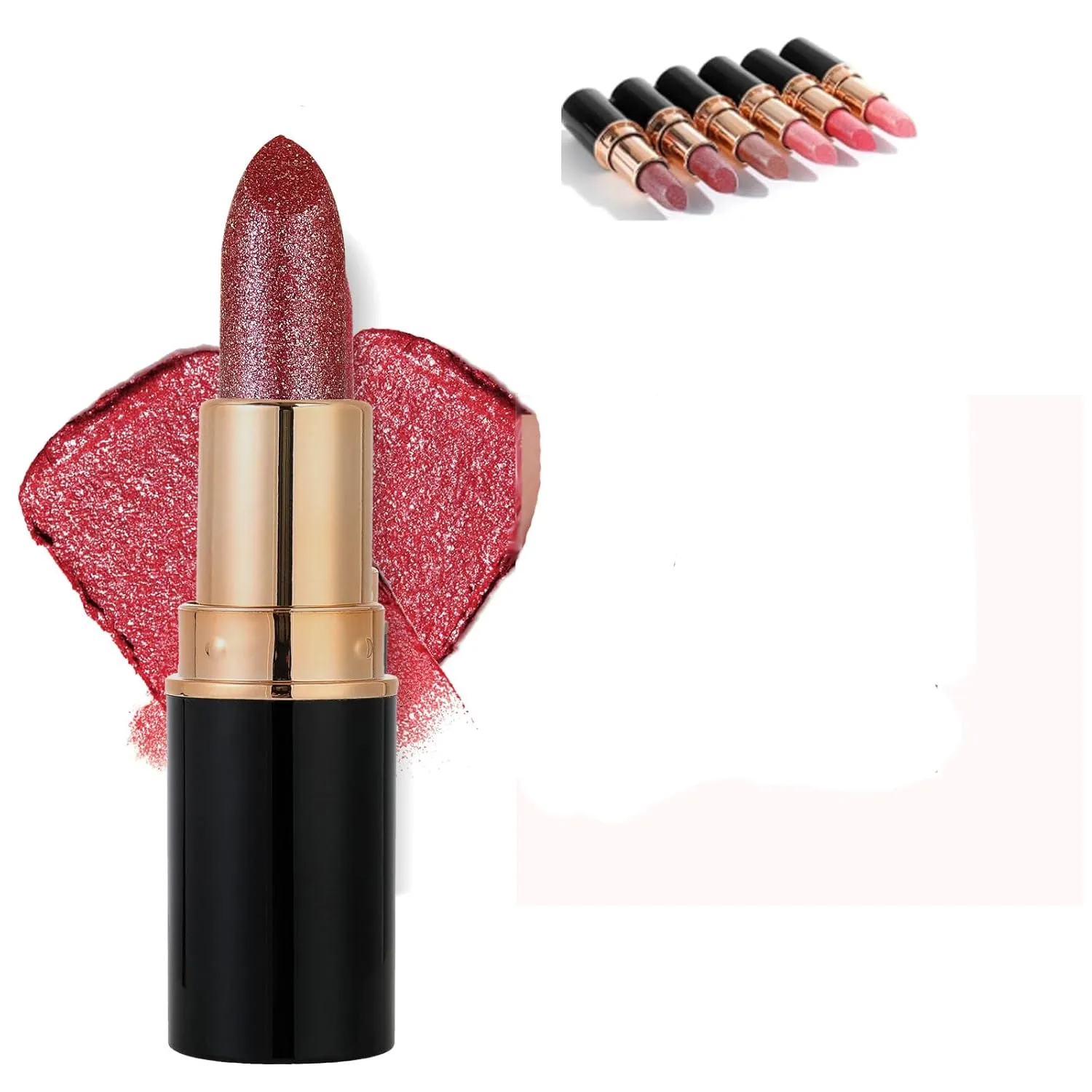 Diamond Glitter Lipstick, Diamond Lip Gloss Glitter Lipstick Waterproof, Shiny Matte, High Shine Shimmery Finish for Women (06)