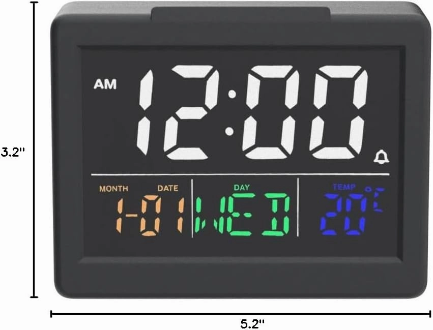 Digital Alarm Clock, with 5.5" Large LED Time Display, Adjustable Alarm Volume, 6 Level Brightness, Alarm Settings, USB Charger, Temperature Detect, Snooze, Clocks for Bedroom, Bedside, Desk, Black