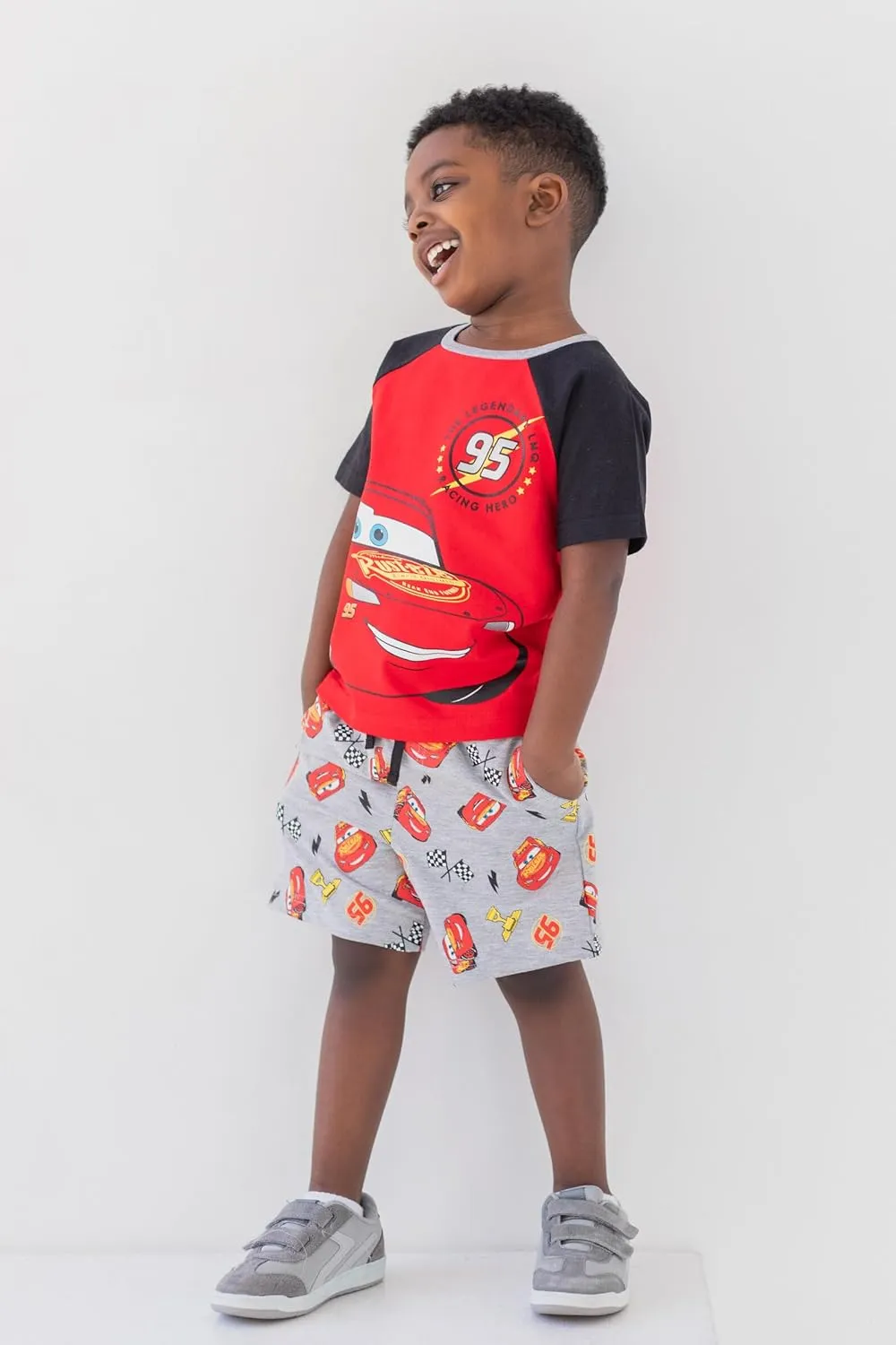 Disney Mickey Mouse Lion King Pixar Cars Pixar Toy Story French Terry T-Shirt and Shorts Outfit Set Toddler to Big Kid