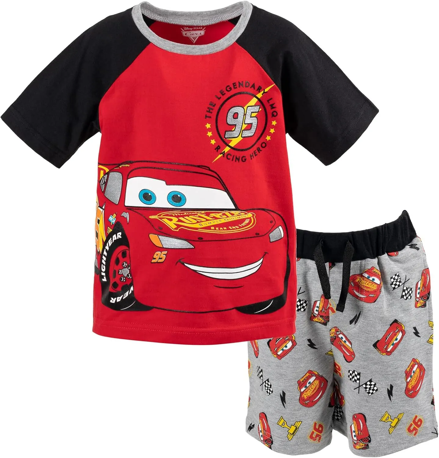 Disney Mickey Mouse Lion King Pixar Cars Pixar Toy Story French Terry T-Shirt and Shorts Outfit Set Toddler to Big Kid