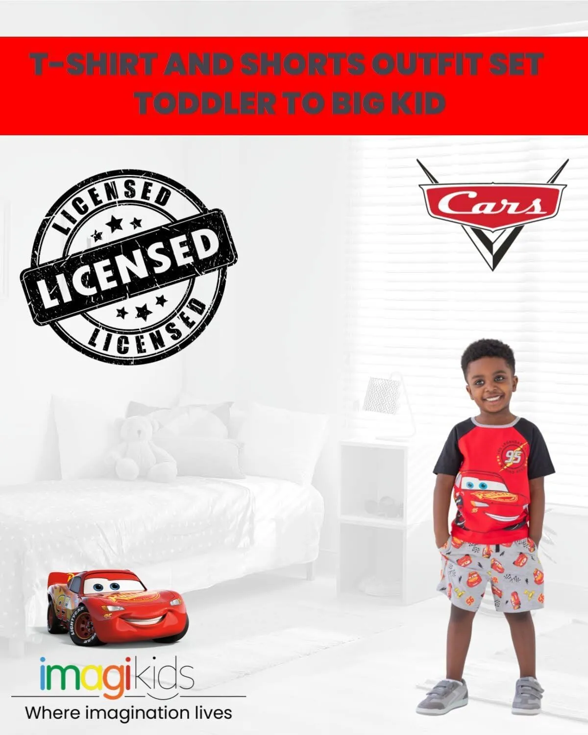 Disney Mickey Mouse Lion King Pixar Cars Pixar Toy Story French Terry T-Shirt and Shorts Outfit Set Toddler to Big Kid