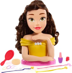 Disney Princess Deluxe 14-inch Belle Styling Head with 12 Hair Styling Accessories, 13-pieces, Kids Toys for Ages 3 Up by Just Play