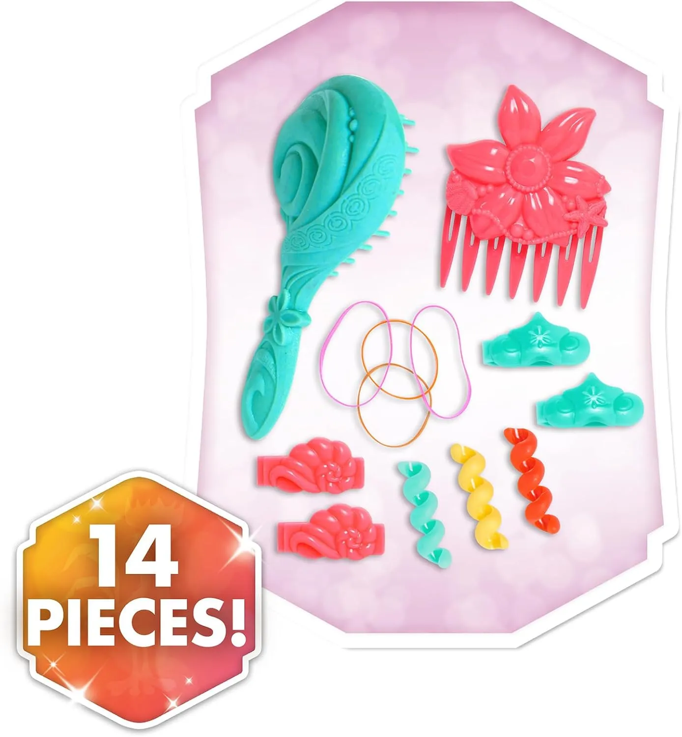 Disney Princess Moana Styling Head with Accessories, 14-pieces, Black Hair, Brown Eyes, Kids Toys for Ages 3 Up by Just Play