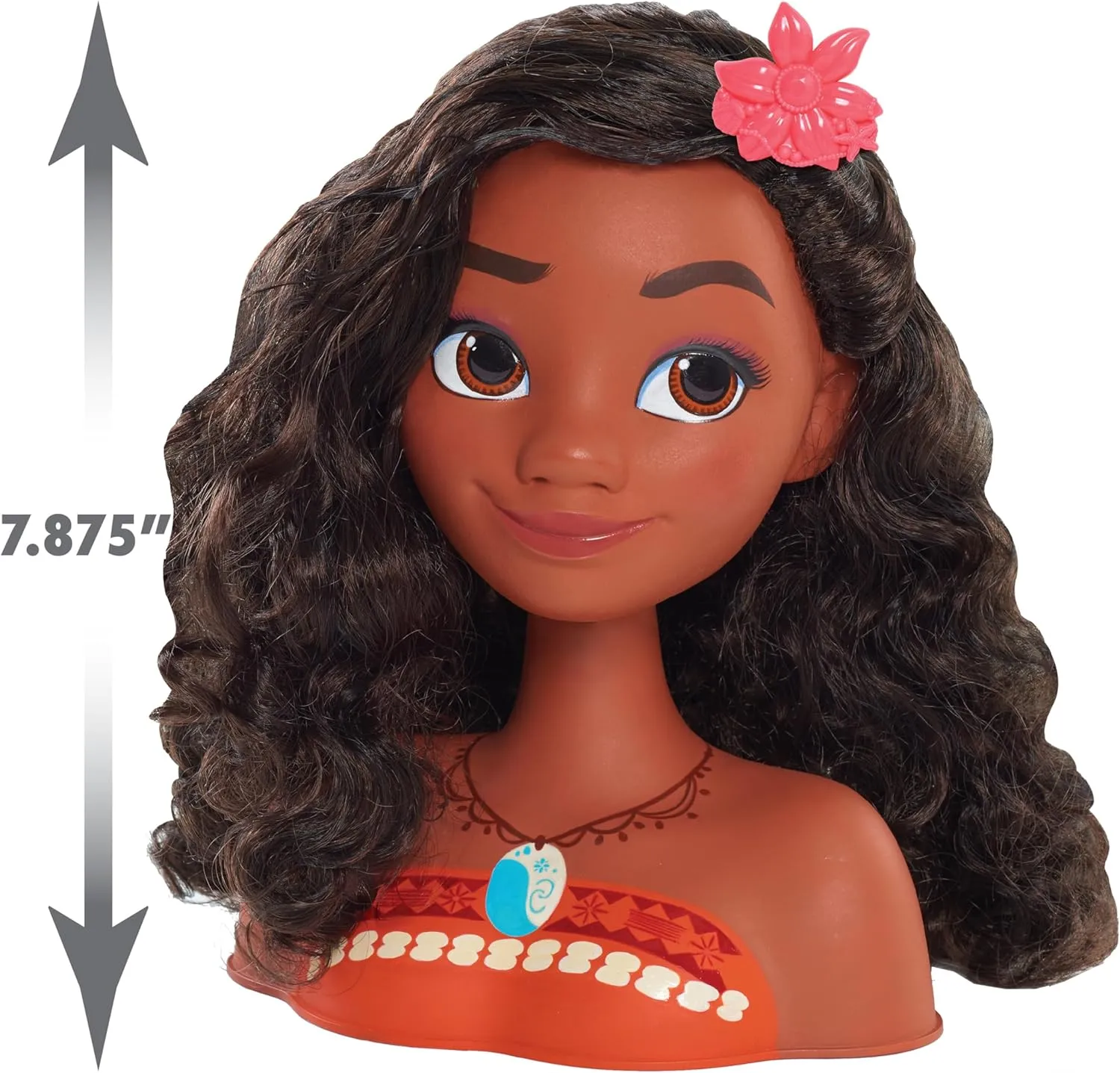 Disney Princess Moana Styling Head with Accessories, 14-pieces, Black Hair, Brown Eyes, Kids Toys for Ages 3 Up by Just Play