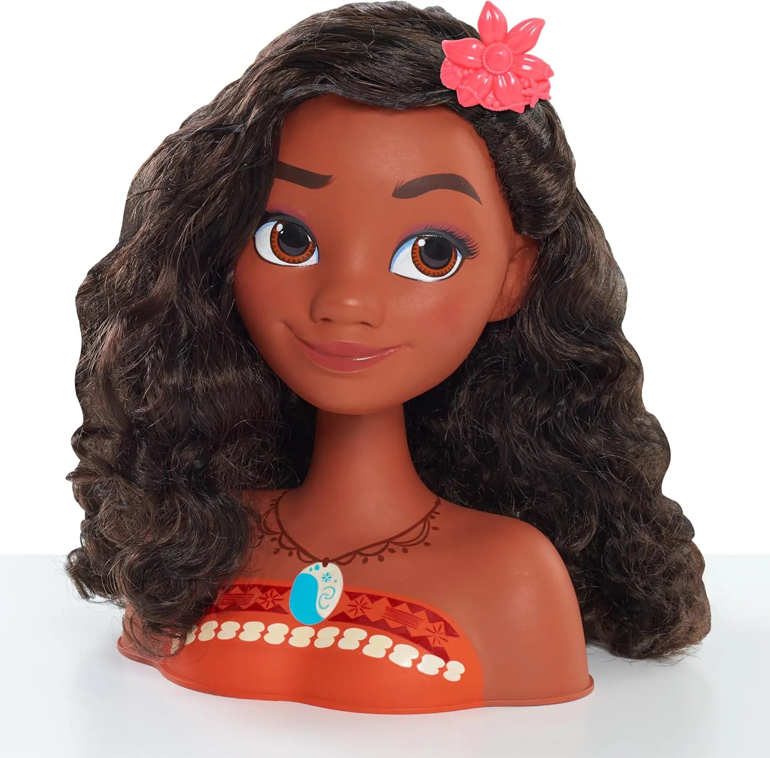 Disney Princess Moana Styling Head with Accessories, 14-pieces, Black Hair, Brown Eyes, Kids Toys for Ages 3 Up by Just Play