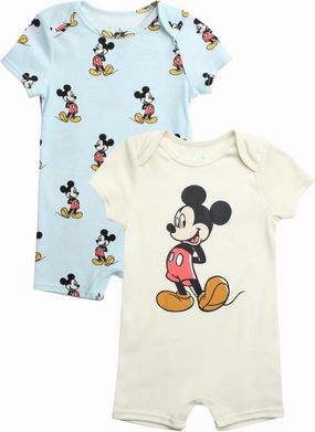 Disney Baby Boys Romper - 2 Pack Short Sleeve Baby Jumpsuit with Snap Closure - Cozy Baby Bodysuit for Boys (Newborn/Infant)