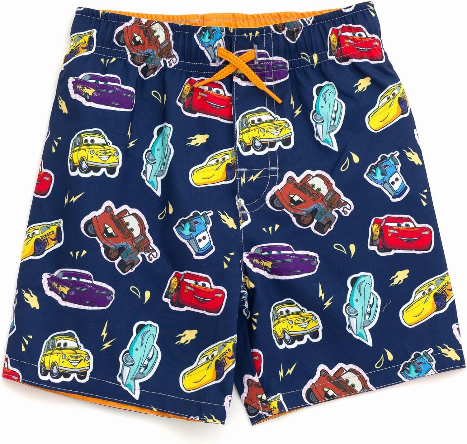 Disney Cars UPF 50  Rash Guard Shirt and Swim Trunks Outfit Set Toddler to Little Kid Sizes (2T - 7-8)