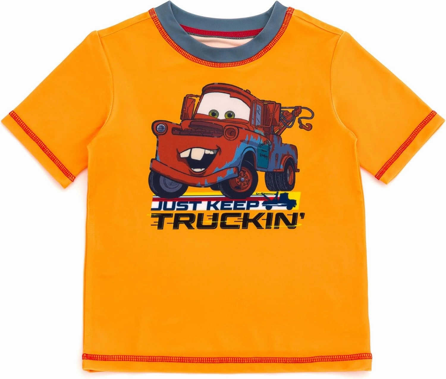 Disney Cars UPF 50  Rash Guard Shirt and Swim Trunks Outfit Set Toddler to Little Kid Sizes (2T - 7-8)
