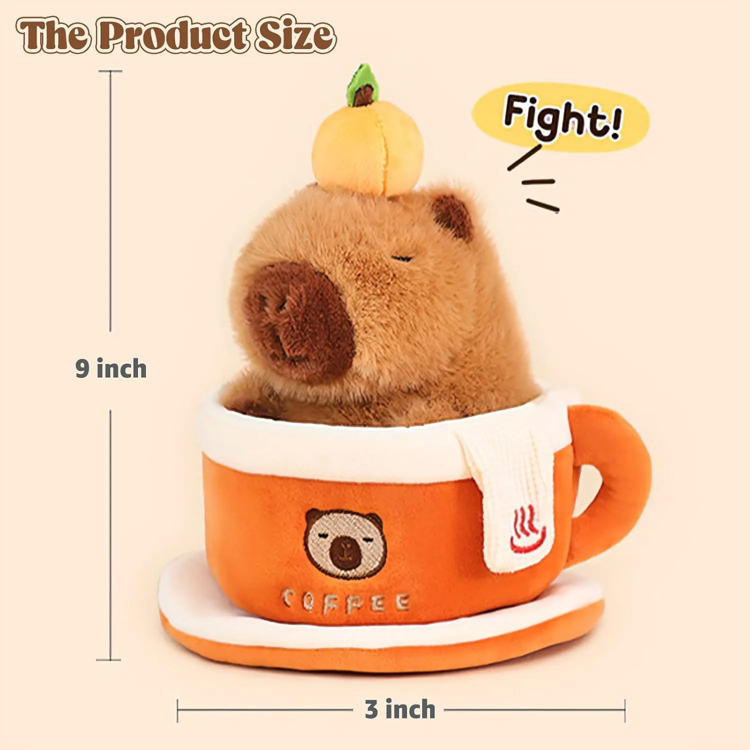 Ditucu Coffee Cup Capybara Plush 9 inch Cute Capibara Stuffed Animal Soft Plushies Toys Gifts for Kids Adults Brown