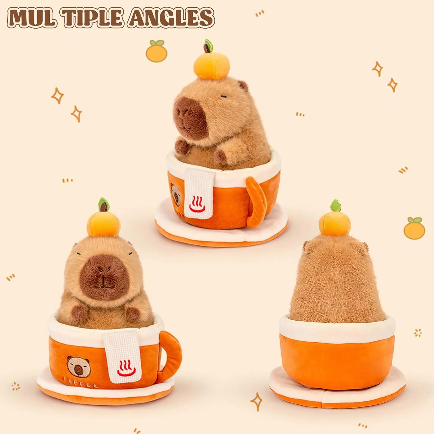 Ditucu Coffee Cup Capybara Plush 9 inch Cute Capibara Stuffed Animal Soft Plushies Toys Gifts for Kids Adults Brown