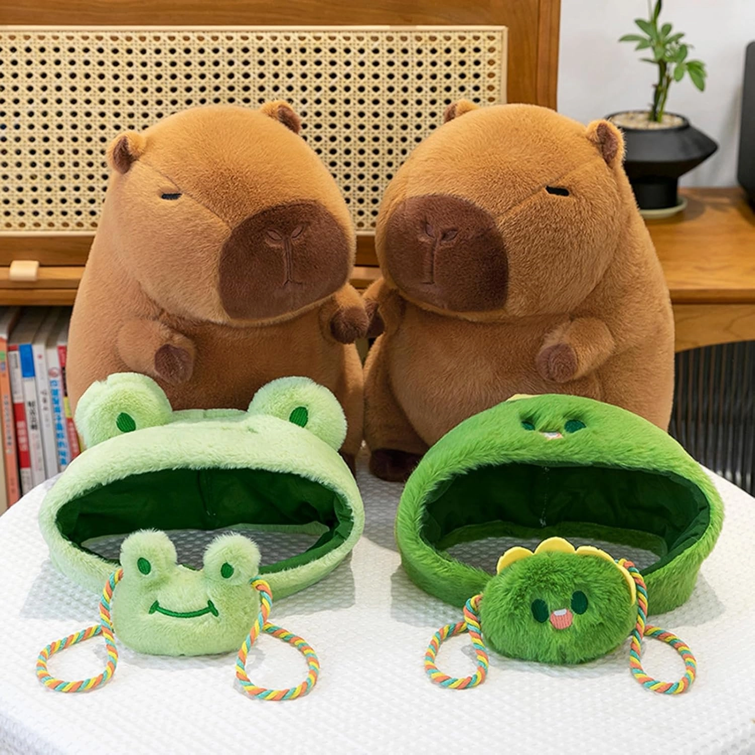 Ditucu Capybara Plush with Dinosaur Hat & Mini Bag 9.8 inch Cute Dino Capibara Stuffed Animal Soft Plushies Toys Gifts for Kids Adults Brown