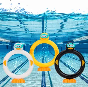 Diving Pool Toys Underwater Swimming Ring Duck Diving Ring, 3 Pack