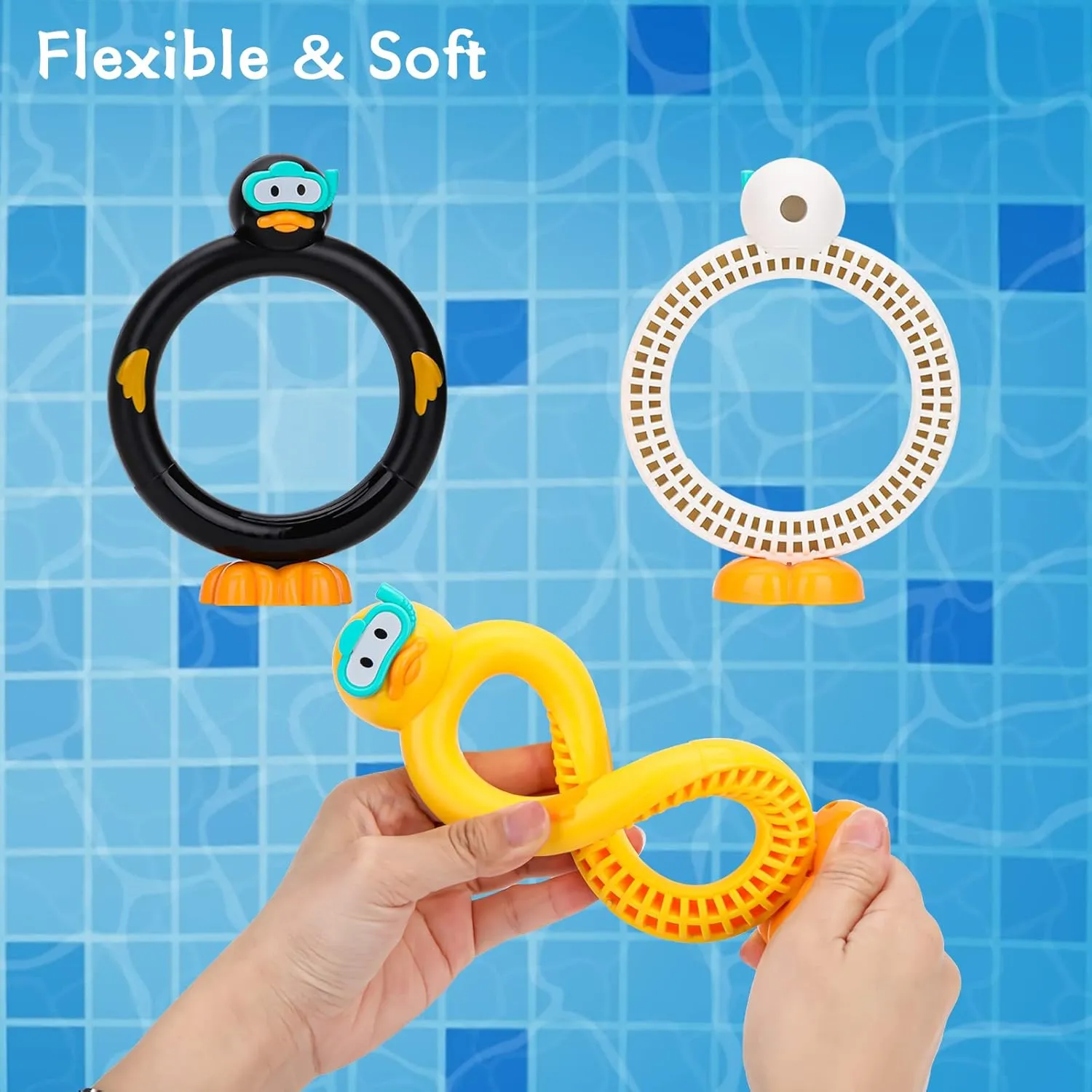 Diving Pool Toys Underwater Swimming Ring Duck Diving Ring, 3 Pack