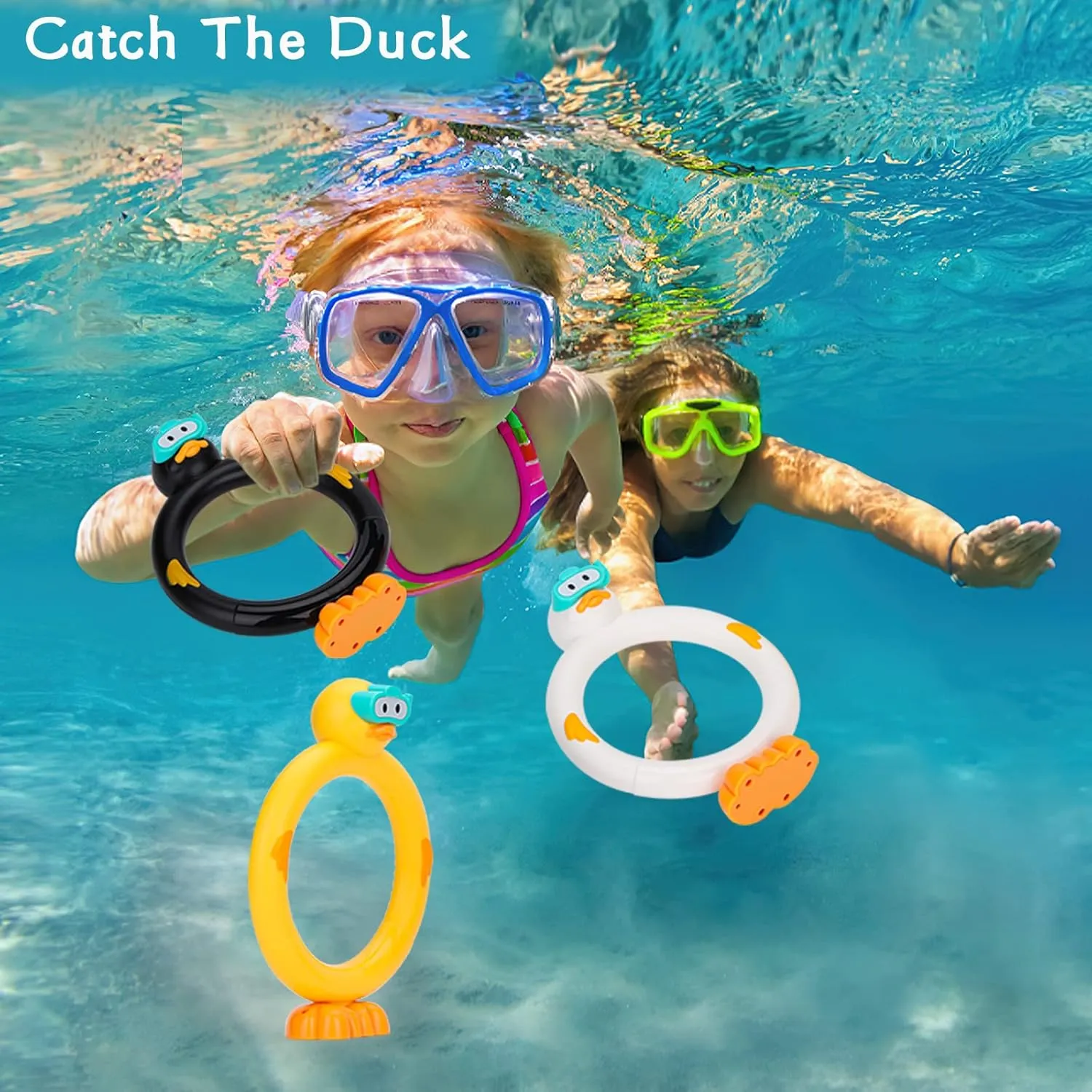 Diving Pool Toys Underwater Swimming Ring Duck Diving Ring, 3 Pack