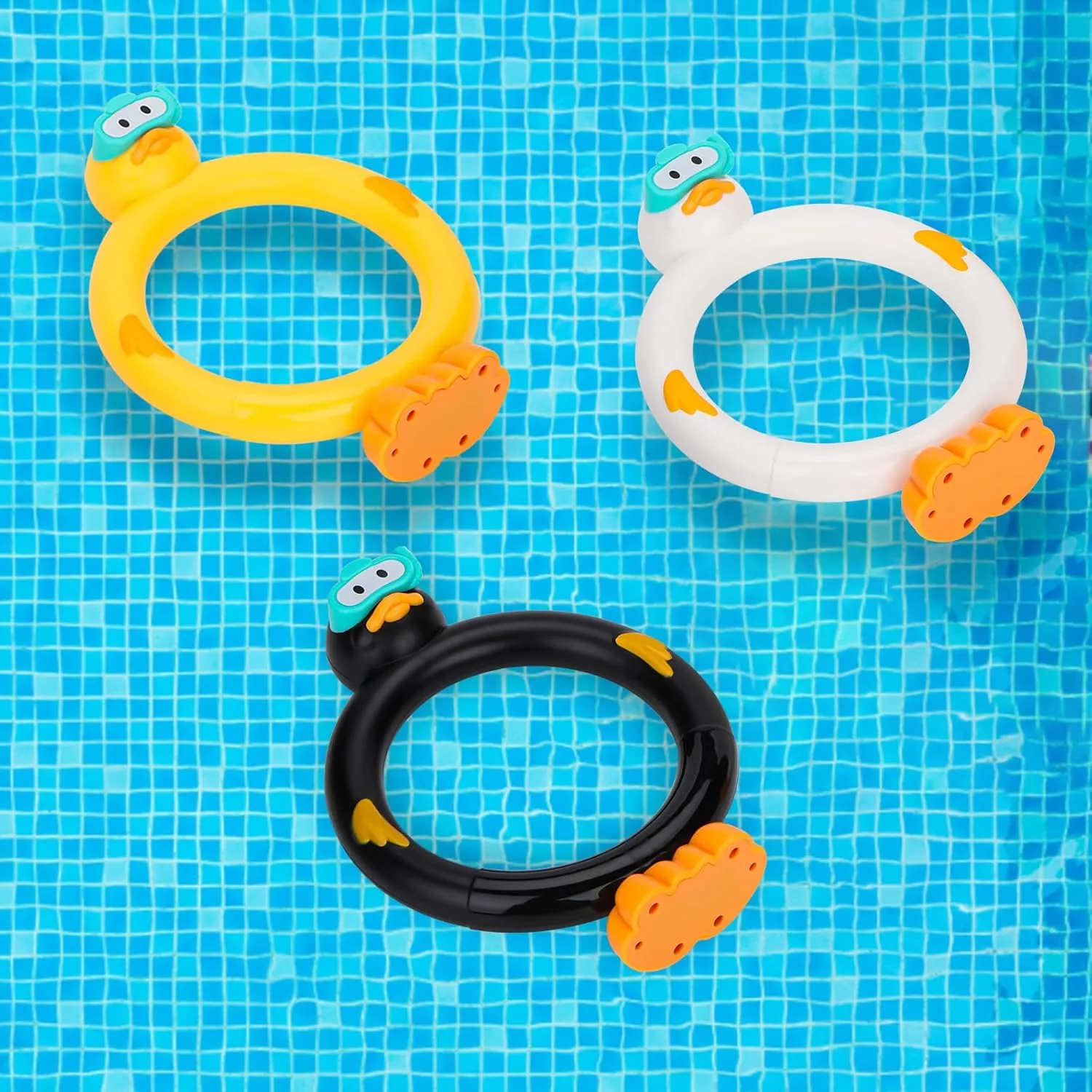 Diving Pool Toys Underwater Swimming Ring Duck Diving Ring, 3 Pack