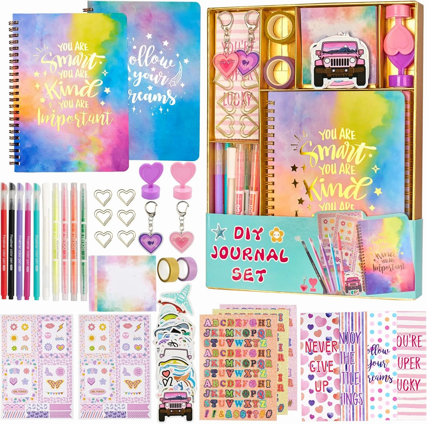 DIY Journal Kit for Girls Ages 8-14, Stationary & Diary Set with Stickers,Birthday Gifts for 8 9 10 11 12 13 14 Year Old Girl, Scrapbook Art Crafts Kit Teen Girl Birthday Gift Idea